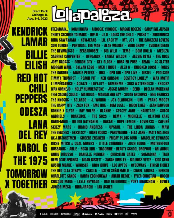 Artist lineup of Lollapalooza 2023 festival [LOLLAPALOOZA]