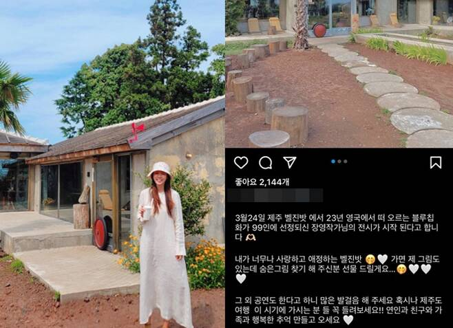 사진은 유혜원이 홍보한 박한별의 카페와 박한별이 카페 앞에서 사진을 찍은 모습. /사진=유혜원, 박한별 인스타그램