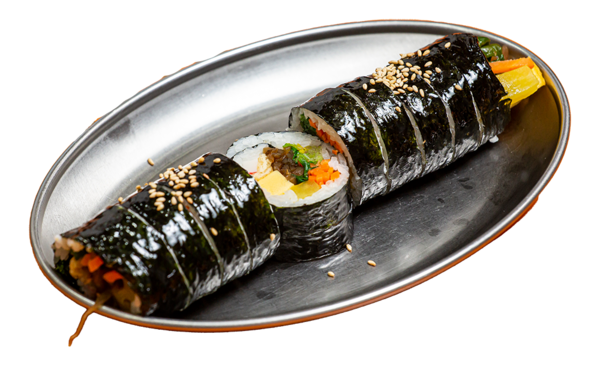 일반김밥. 어묵 대신 유부를 쓴다.