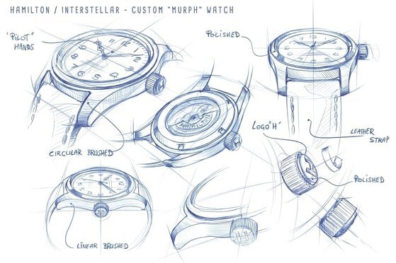 영화 인터스텔라를 위해 커스텀 제작한 시계 '머피'의 드로잉 이미지