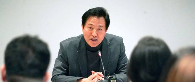 오세훈 서울시장은 지난 20일(현지시간) 덴마크 코펜하겐의 한 회의장에서 출장을 정리하는 기자간담회를 진행했다. 서울시 제공