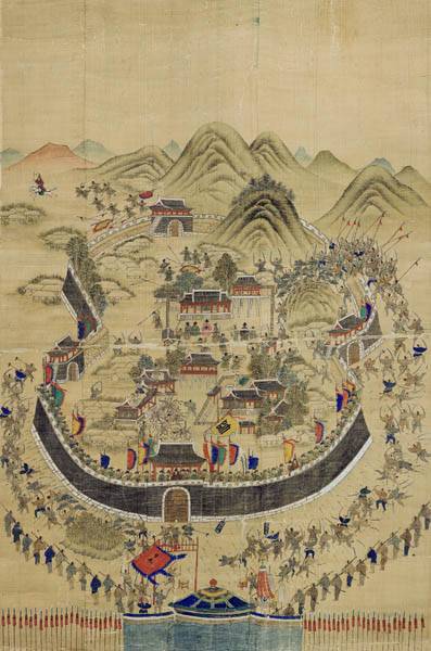 ‘동래부순절도’(국보·육군박물관 소장). 1592년(선조 25) 4월 15일 임진왜란 당시 동래성에서 왜군의 침략에 대응하다 순절한 부사 송상현과 군민들의 항전 내용을 묘사한 그림이다. / 육군박물관 소장