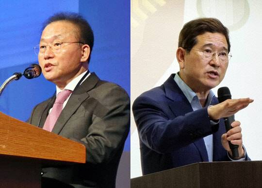 국민의힘 차기 원내대표 출마가 유력한 윤재옥(왼쪽부터)·김학용 의원.<윤재옥·김학용 국회의원 페이스북 사진>