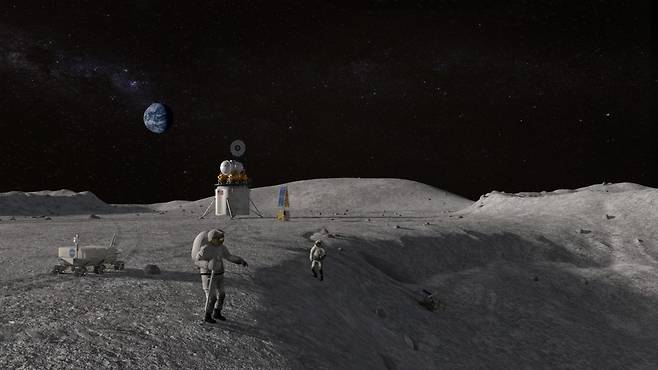 달 기지 건설 콘셉트 이미지. 사진=미 항공우주국(NASA)