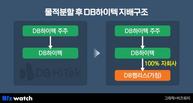 물적분할 후 DB하이텍 지배구조 / 그래픽=비즈워치