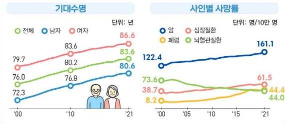 2022 기대수명과 사망률