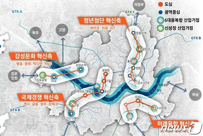'2040 서울도시기본계획'상 4대혁신축(서울시 제공).