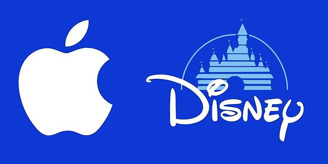 디즈니와 애플의 로고를 나란히 배치한 이미지 컷. /트위터 캡처