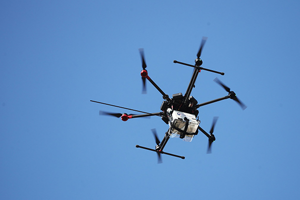 A drone in the sky [Photo by Yonhap]