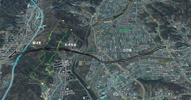 별내 터널을 포함한 4㎞ 구간 19만 672㎡ 289필지 현장.ⓒ남양주시