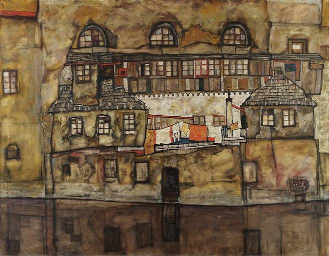 에곤 실레, House Wall on the River