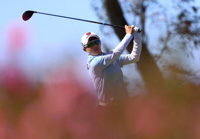 김효주가 2일 열린 LPGA 투어 디오 임플란트 LA 오픈 3라운드에서 드라이버 티 샷을 하고 있다.(사진=AFPBBNews)