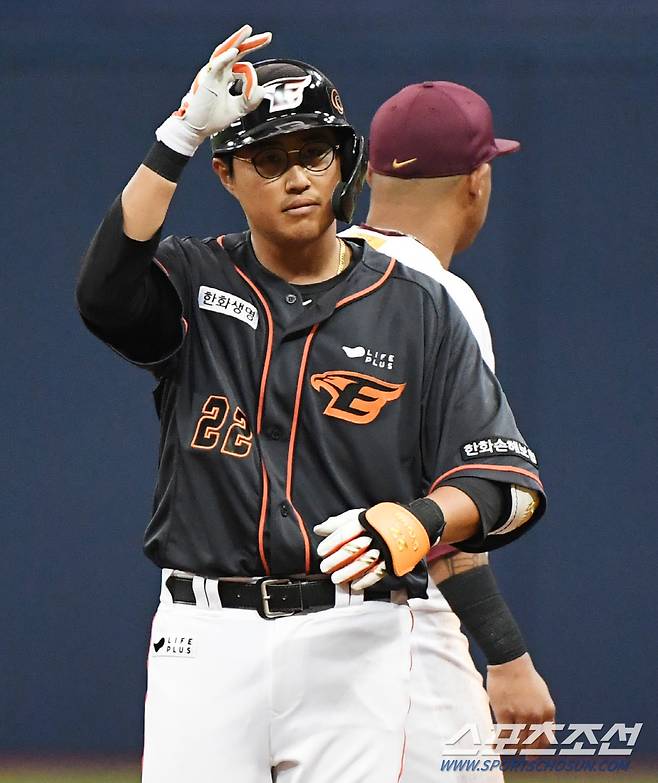 2일 고척 히어로즈전 5회. 한화 채은성이 2사 1루에서 1타점 적시 2루타를 때렸다. 고척=정재근 기자 cjg@sportschosun.com
