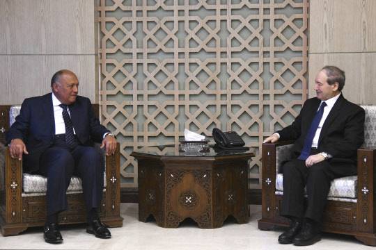 2월 시리아에서 만난 시리아, 이집트 양국 외무장관. [AP=연합뉴스]