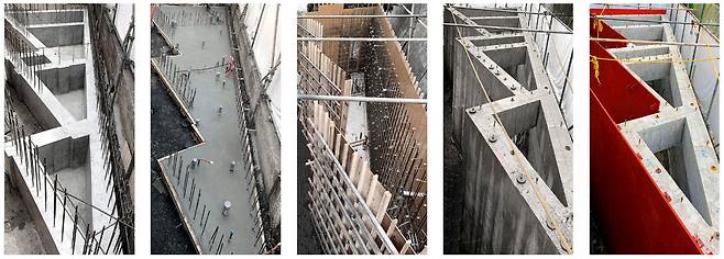 삼각형 부지에 공중화장실을 건설하는 모습. [도쿄화장실 사이트]