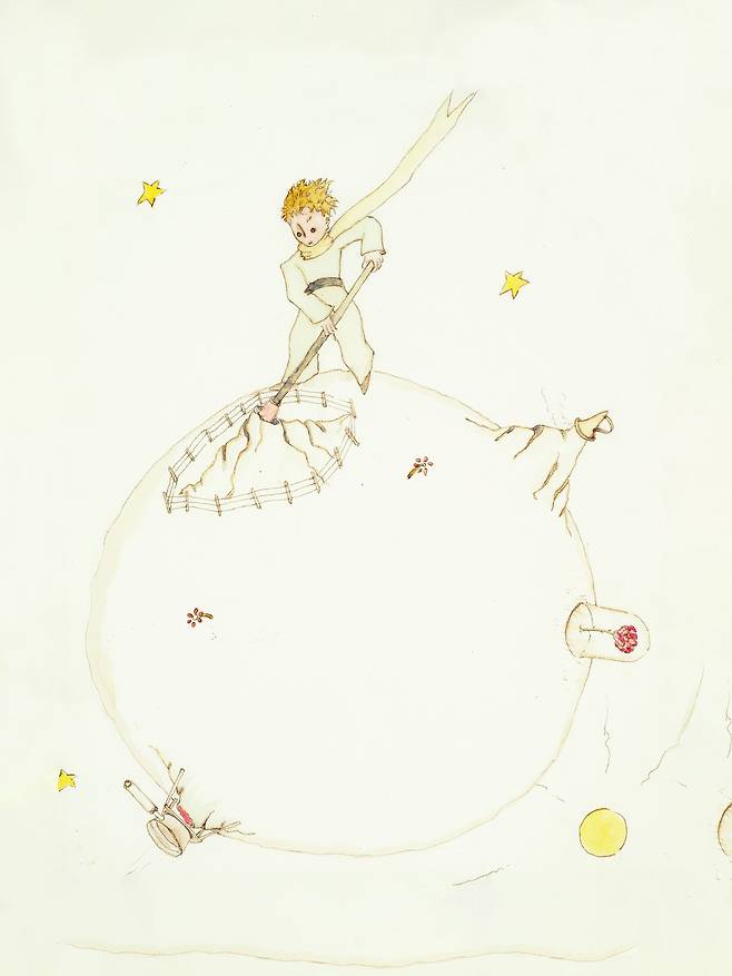 /위즈덤하우스 별을 떠나기 전 화산을 청소하는 어린왕자.