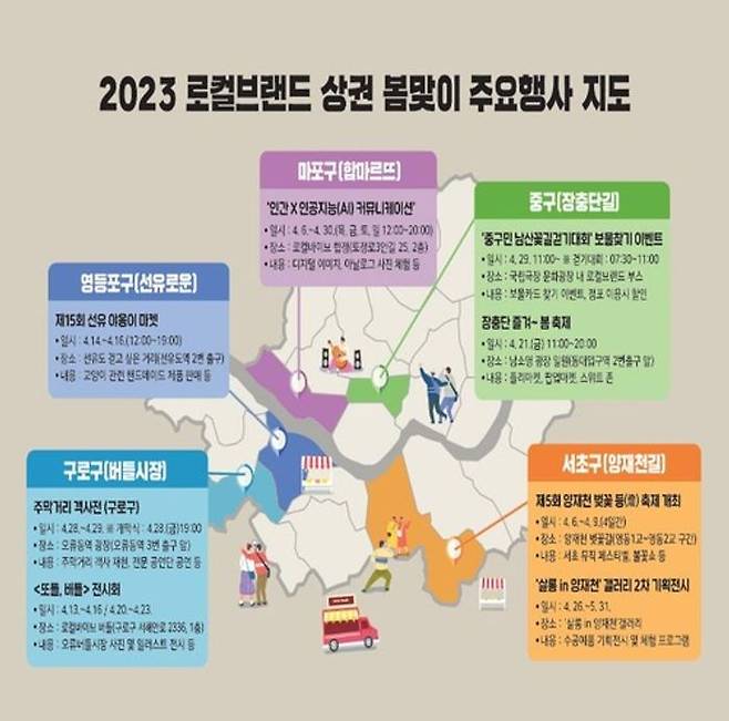 2023 로컬브랜드 상권 봄맞이 주요 행사 지도ⓒ서울시 제공