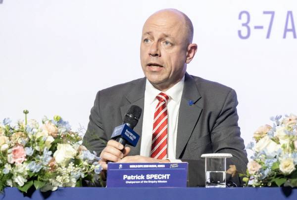 6일 해운대구 시그니엘호텔 그랜드볼룸에서 국제박람회기구 실사단 기자회견이 열려 파트릭 슈페히트 실사단장이 발언하고 있다. / 이원준 기자windstorm@