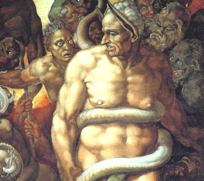 미켈란젤로 부오나로티, 최후의 심판(일부 확대) [wikimedia]