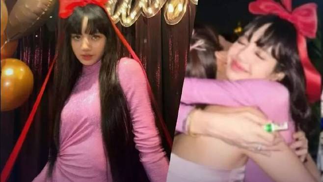 K팝 걸그룹 블랙핑크 멤버 리사가 생일을 맞아 인스타그램에 공개한 포옹 장면의 사진에서 손에 쥐고 있는 흡임제 ‘야돔’의 모습. 인스타그램 캡처