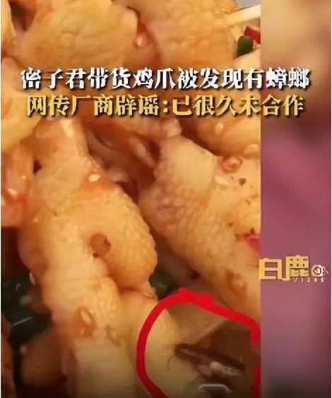 실시간으로 닭발을 판매하는 중국의 라이브 방송 중 양념에서 바퀴벌레가 나왔다. 사진 출처:신문신보
