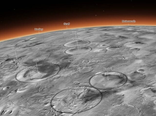 NASA MRO 위성이 촬영한 이미지로 만든 화성의 충돌 분화구 지도 (사진= NASA/JPL-칼텍/MSSS)