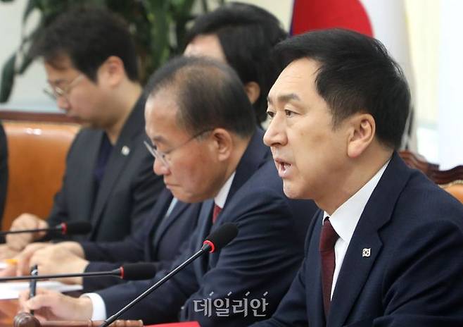 김기현 국민의힘 대표가 10일 오전 국회에서 열린 최고위원회의에서 모두발언을 하고 있다. ⓒ데일리안 박항구 기자