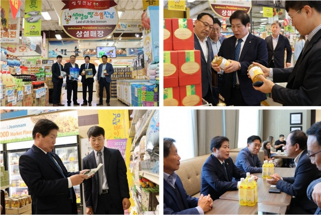 . 미국현지 마켓에서 농수산물 홍보 마케팅 (2)한남체인 사진+한국농수산식품유통공사 로스앤젤레스 김민호 지사장 면담. 고흥군 제공