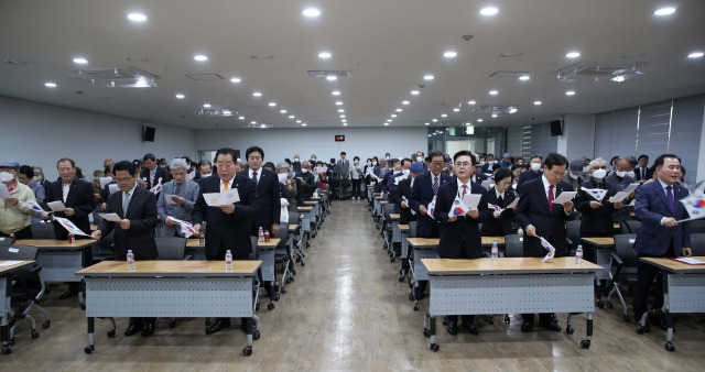 ▲충남도가 제104주년 대한민국 임시정부 수립기념식을 충남보훈관 기획전시실에서 개최하고 있다   ⓒ충남도