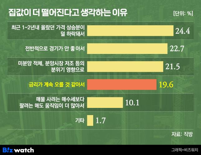 집값이 더 떨어진다고 생각하는 이유. /그래픽=비즈워치.
