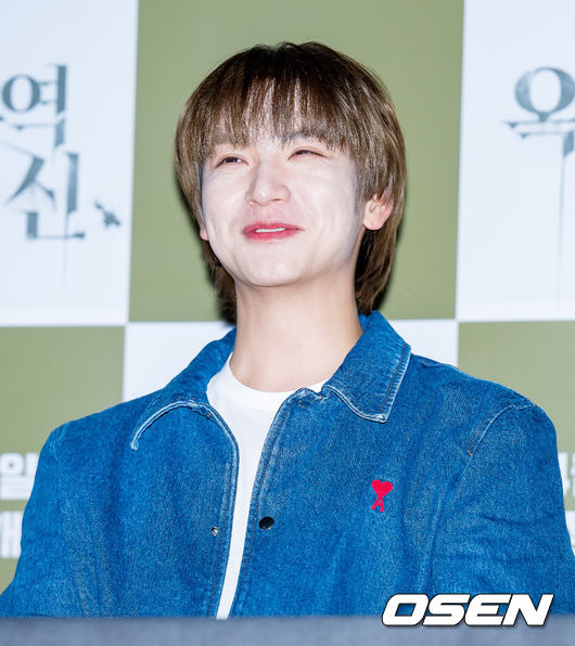 [OSEN=민경훈 기자] 12일 오후 서울 한강로 CGV 용산아이파크몰에서 영화 '옥수역귀신' 언론배급시사회 및 기자간담회가 열렸다.  시사회를 마치고 배우 김재현이 미소짓고 있다. 2023.04.12 / rumi@osen.co.kr