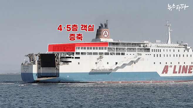 ▲ 청해진해운이 증축하기로 한 나미노우에호의&nbsp; 4,5층 객실