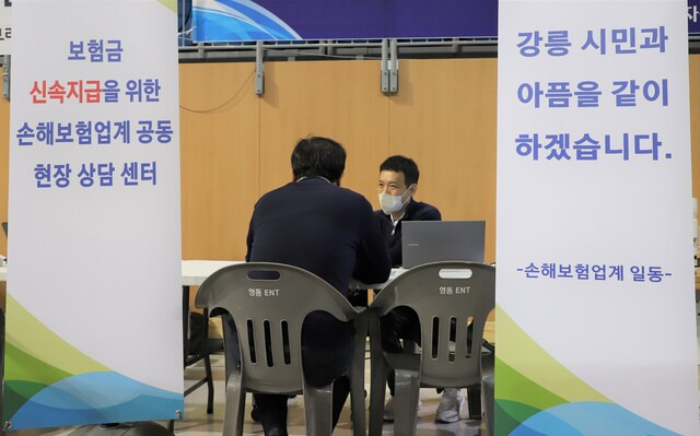 14일 손해보험협회는 산불로 발생한 피해 복구를 돕고자 강원 강릉 아이스아레나에 현장상담센터를 설치했다고 밝혔다.