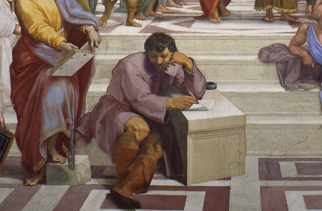 라파엘로 산치오, 아테네 학당(일부 확대·헤라클레이토스)