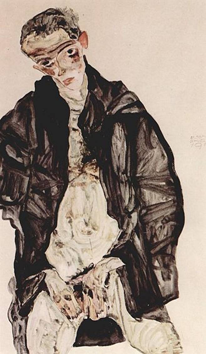 자위행위를 묘사한 에곤 쉴레의 자화상(1911년).