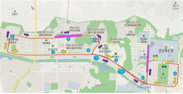 자율주행 시험 운행 노선 [경북도 제공. 재판매 및 DB 금지]