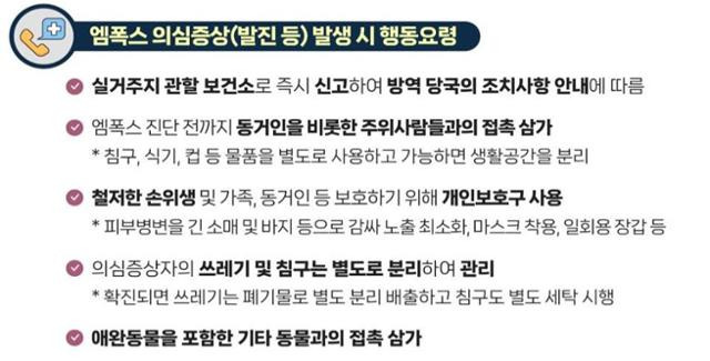 엠폭스 의심 증상 시 행동 요령. 질병관리청