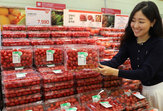 Lotte Mart's tomatoes packaged in 100 percent recycled plastic containers [LOTTE MART]