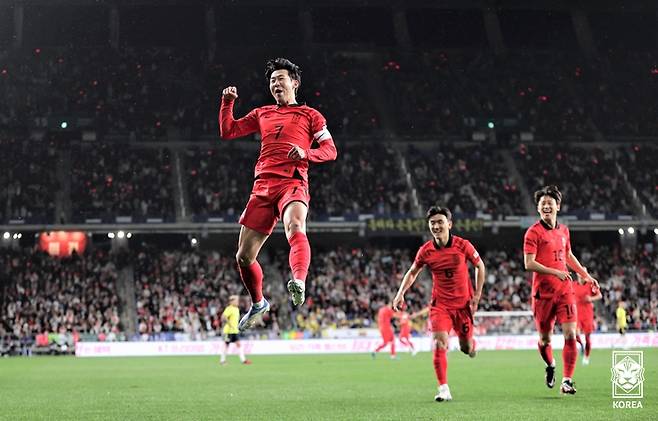 지난 달 콜롬비아와의 평가전 모습.[대한축구협회 제공]