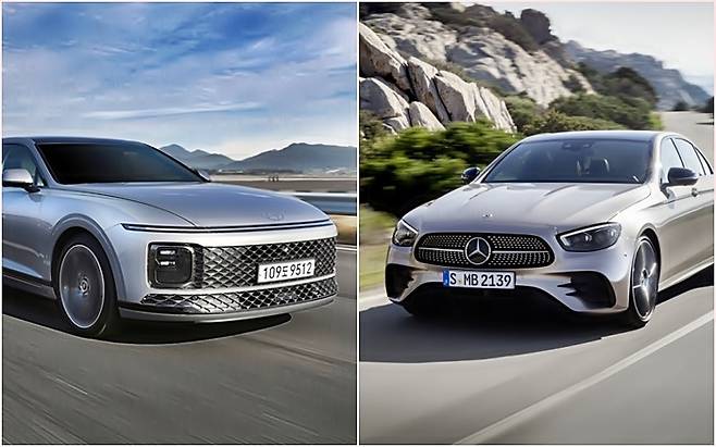 성공 이미지 수혜를 입은 그랜저(왼쪽)와 벤츠 E클래스 [사진출처=현대차, 벤츠]