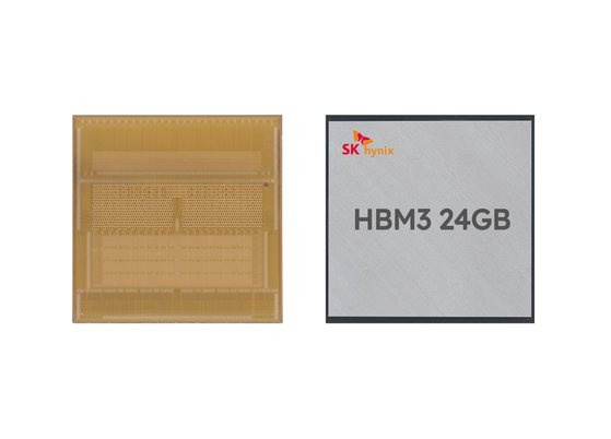 SK하이닉스가 개발한 12단 적층 HBM3. HBM3 현존 최고 용량인 24GB(기가바이트)를 구현했다. 사진 SK하이닉스