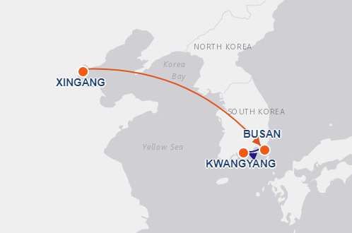 동영해운의 부산항~중국 신강항 네트워크. 동영해운 제공