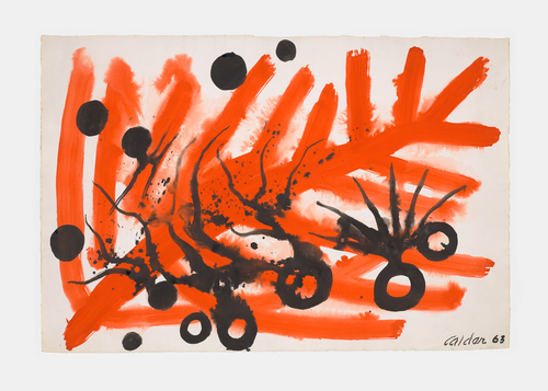 〈Black Squids〉1963Gouache and ink on paper 68.58 x 101.6 cmImage courtesy of Calder Foundation, New York / Art Resource, New York© 2023 Calder Foundation, New York / Artists Rights Society (ARS), New York / SACK, Seoul이미지   제공: 국제갤러리
