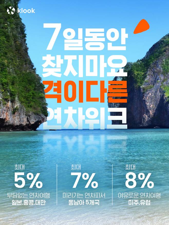 글로벌 여행 레저 플랫폼 클룩은 최대 8% 할인 혜택을 제공하는 황금연휴 할인전을 진행한다 / 사진 = 클룩