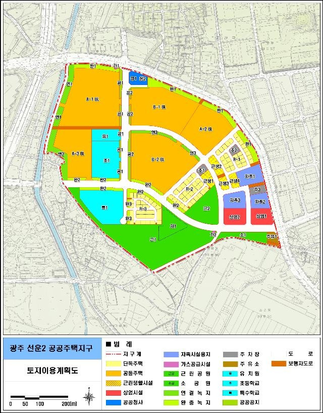 광주 선운2지구 토지이용계획도 [LH 광주전남본부 제공]