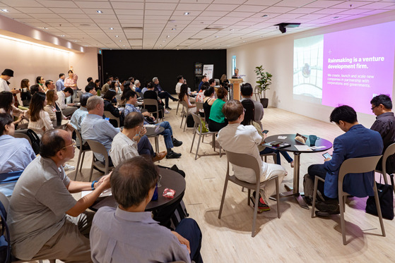 Phoebe Clark, commercial director of Rainmaking, talks at the Meet Korea event on Wednesday [D.CAMP]