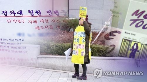 '미투'에 재조명…단역배우 사망 사건 재조사 청원 호응 (CG) [연합뉴스 자료사진]