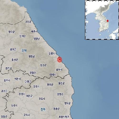 8일 오후 7시 51분 동해시 남남동쪽 4㎞ 해역에서 규모 2.5의 지진이 발생했다. 사진=기상청 제공