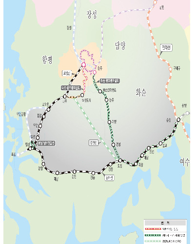 전라남도가 구상하고 있는 '트라이앵글 순환철도망'. 전라남도 제공