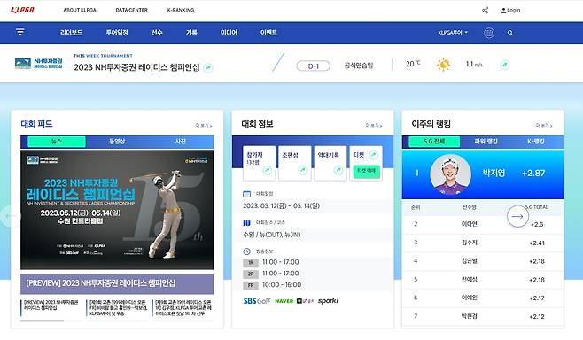 개편된 KLPGA 인터넷 홈페이지 [KLPGA 제공. 재판매 및 DB 금지]